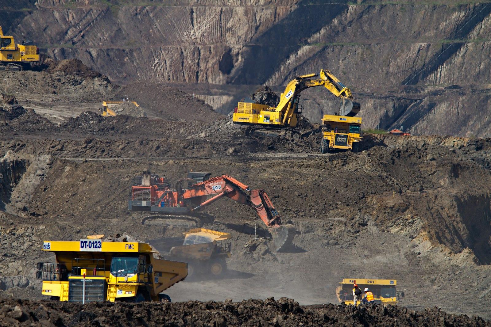 Excavators working at an open mine