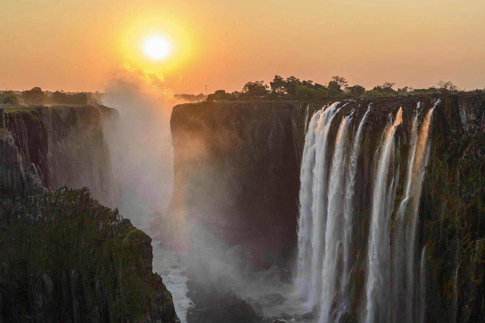 Victoria Falls at sunset